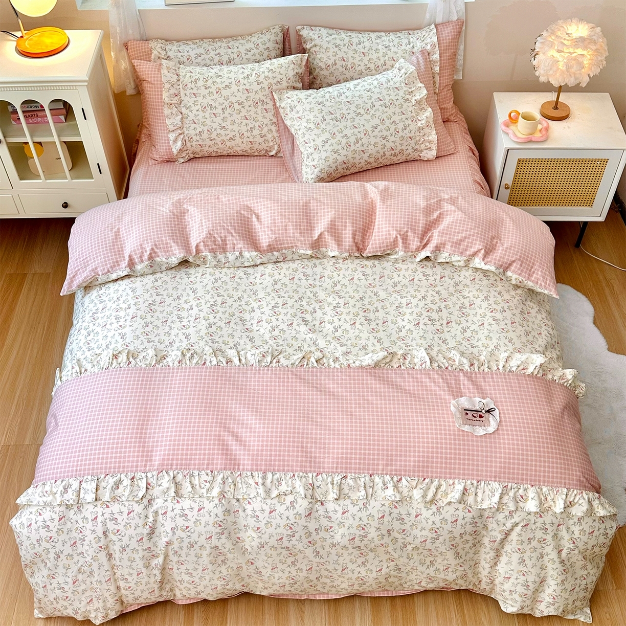 91家纺网 家纺一手货源 找家纺 （总）玉元坊 2026新款碎花田园花边公主风全棉纯棉床裙四件套三件套