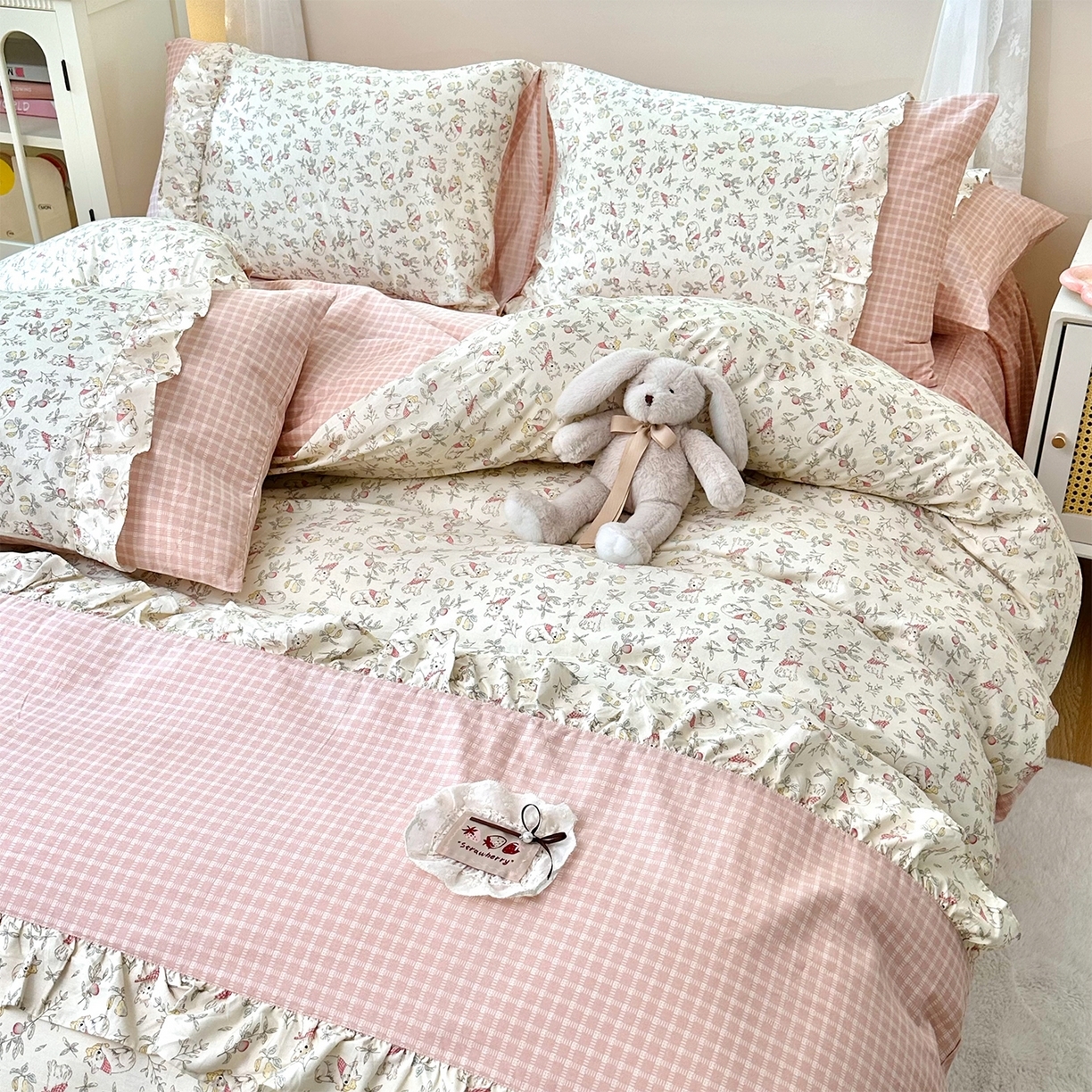 91家纺网 家纺一手货源 找家纺 （总）玉元坊 2026新款碎花田园花边公主风全棉纯棉床裙四件套三件套