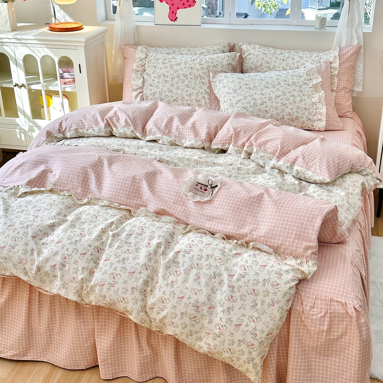 91家纺网 家纺一手货源 找家纺 （总）玉元坊 2026新款碎花田园花边公主风全棉纯棉床裙四件套三件套