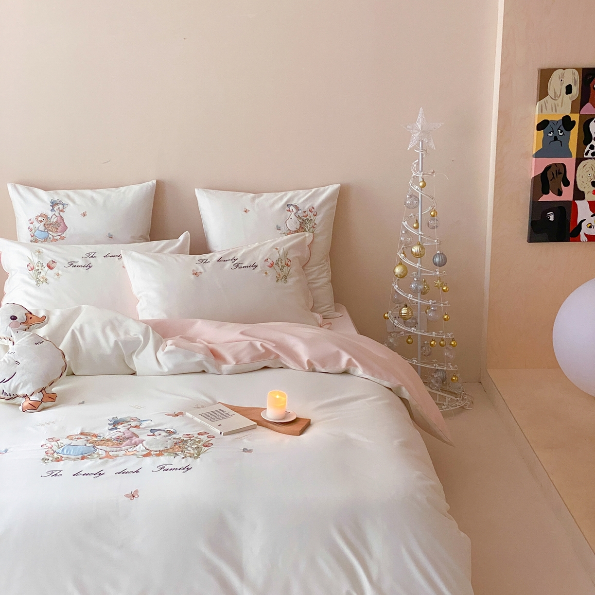 91家纺网 家纺一手货源 找家纺 星野 2026春夏新款100s双股澳棉纯棉刺绣四件套-第二波 小鸭田园