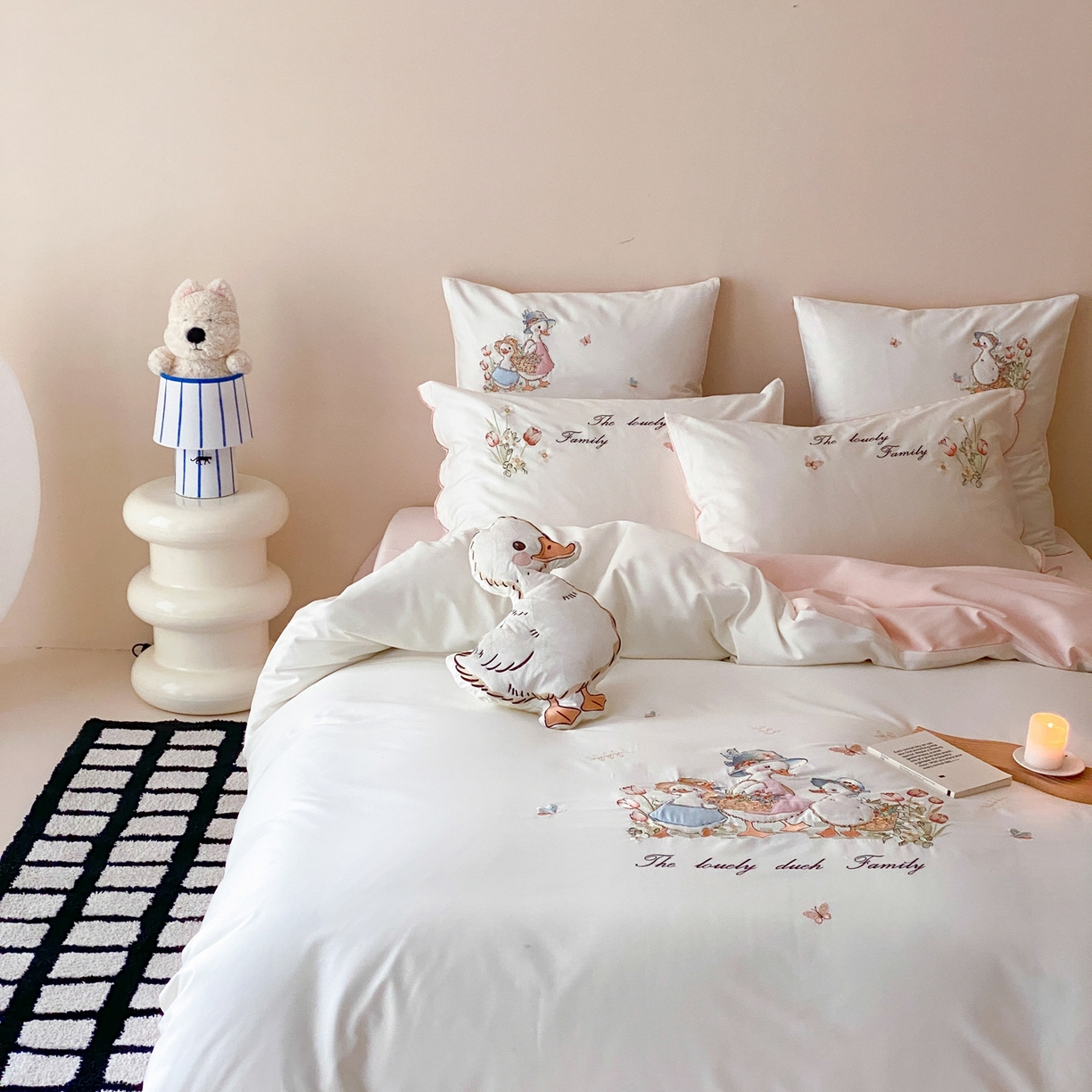 91家纺网 家纺一手货源 找家纺 星野 2026春夏新款100s双股澳棉纯棉刺绣四件套-第二波 小鸭田园