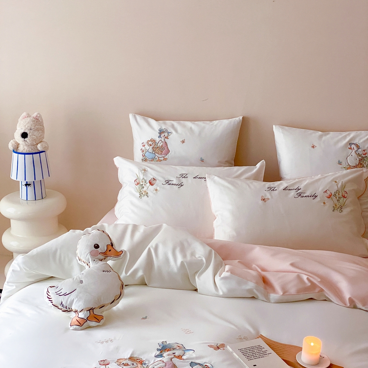 91家纺网 家纺一手货源 找家纺 星野 2026春夏新款100s双股澳棉纯棉刺绣四件套-第二波 小鸭田园