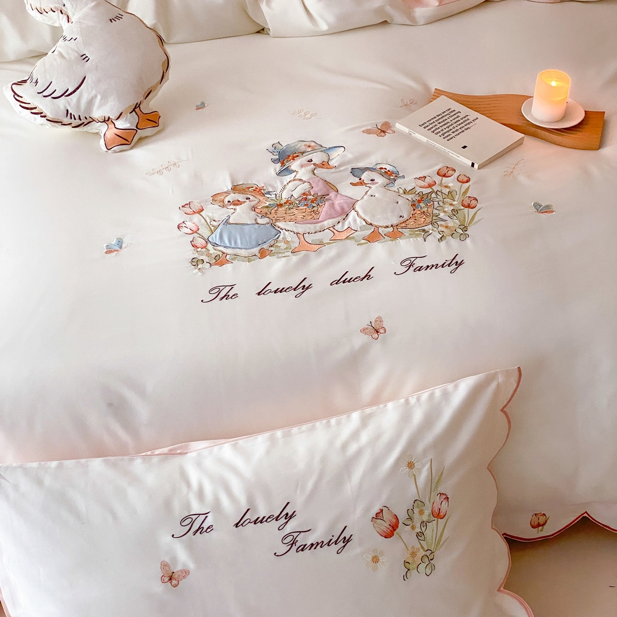 91家纺网 家纺一手货源 找家纺 星野 2026春夏新款100s双股澳棉纯棉刺绣四件套-第二波 小鸭田园