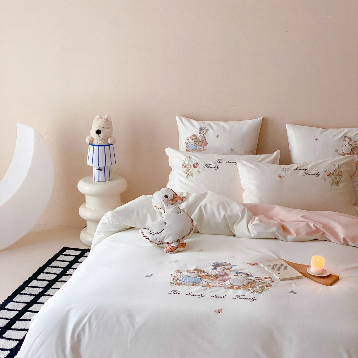 91家纺网 家纺一手货源 找家纺 星野 2026春夏新款100s双股澳棉纯棉刺绣四件套-第二波 小鸭田园