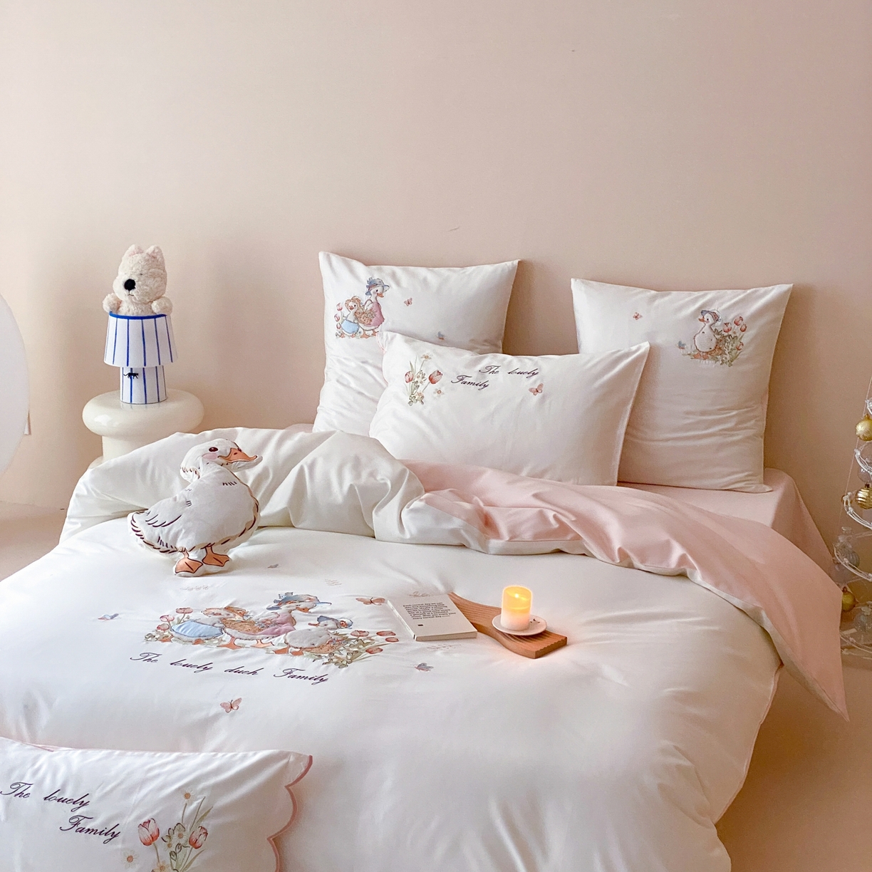 91家纺网 家纺一手货源 找家纺 星野 2026春夏新款100s双股澳棉纯棉刺绣四件套-第二波 小鸭田园