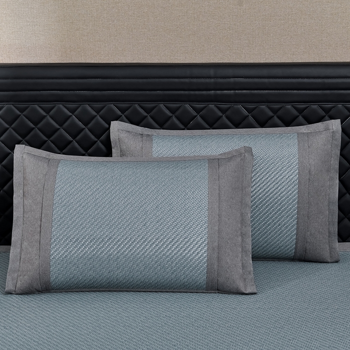 91家纺网 家纺一手货源 找家纺 小牛席业 2026新款PE冷感霸王藤系列（雪山刺绣款）凉席藤席冰藤席冰丝席草席竹席乳胶席凉感豆豆席 蓝色