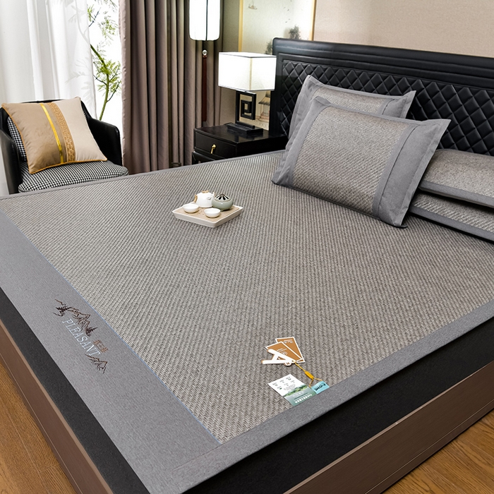 小牛席业 2026新款PE冷感霸王藤系列（雪山刺绣款）凉席藤席冰藤席冰丝席草席竹席乳胶席凉感豆豆席 灰色