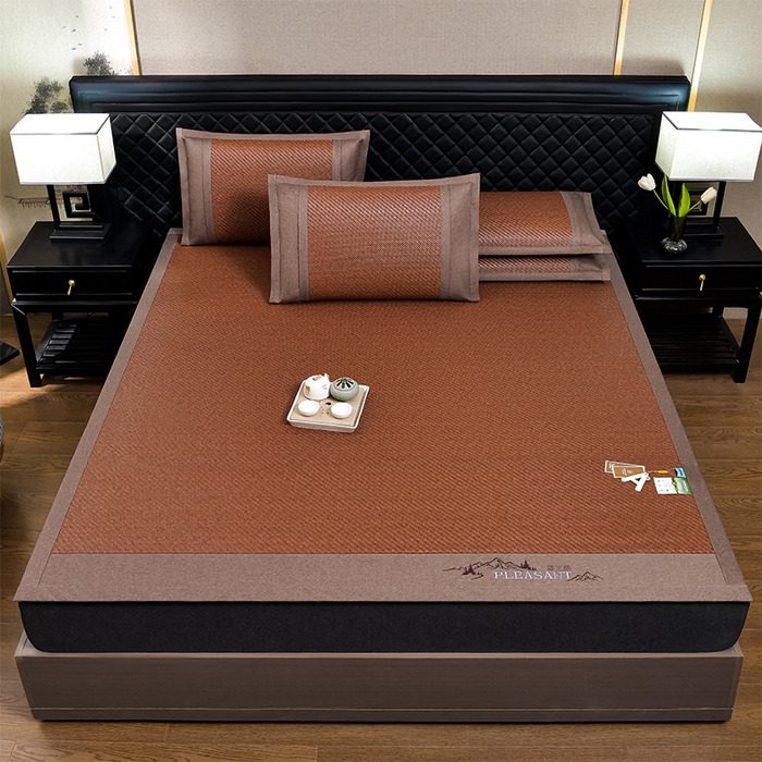 91家纺网 家纺一手货源 找家纺 （总）小牛席业 2026新款PE冷感霸王藤系列（雪山刺绣款）凉席藤席冰藤席冰丝席草席竹席乳胶席凉感豆豆席