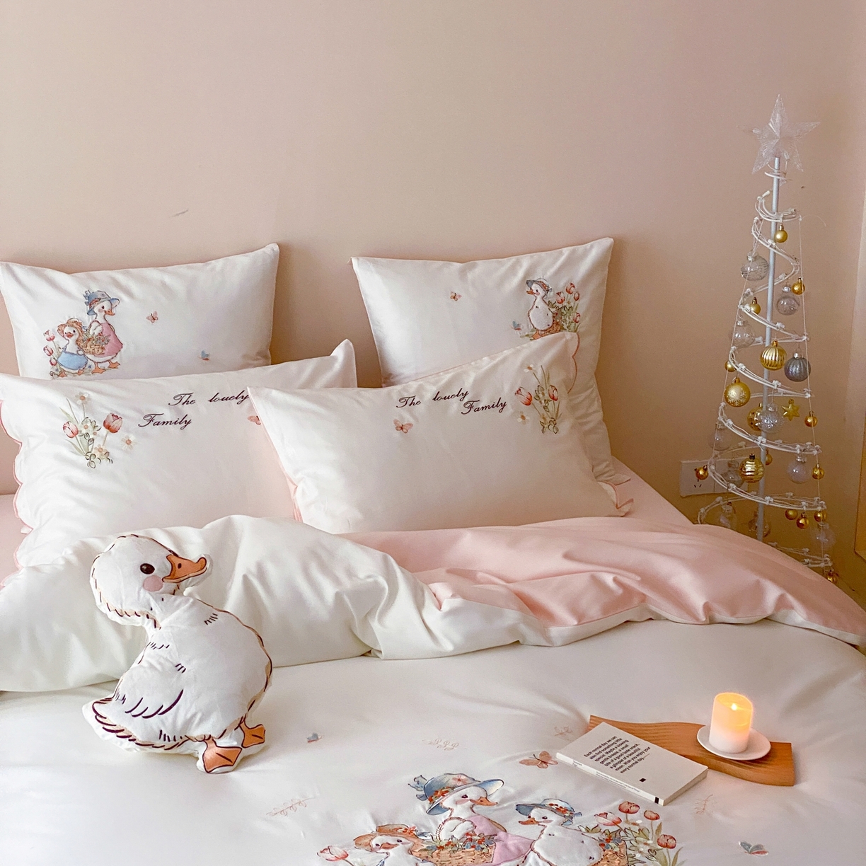 91家纺网 家纺一手货源 找家纺 星野 2026春夏新款100s双股澳棉纯棉刺绣四件套-第二波 小鸭田园