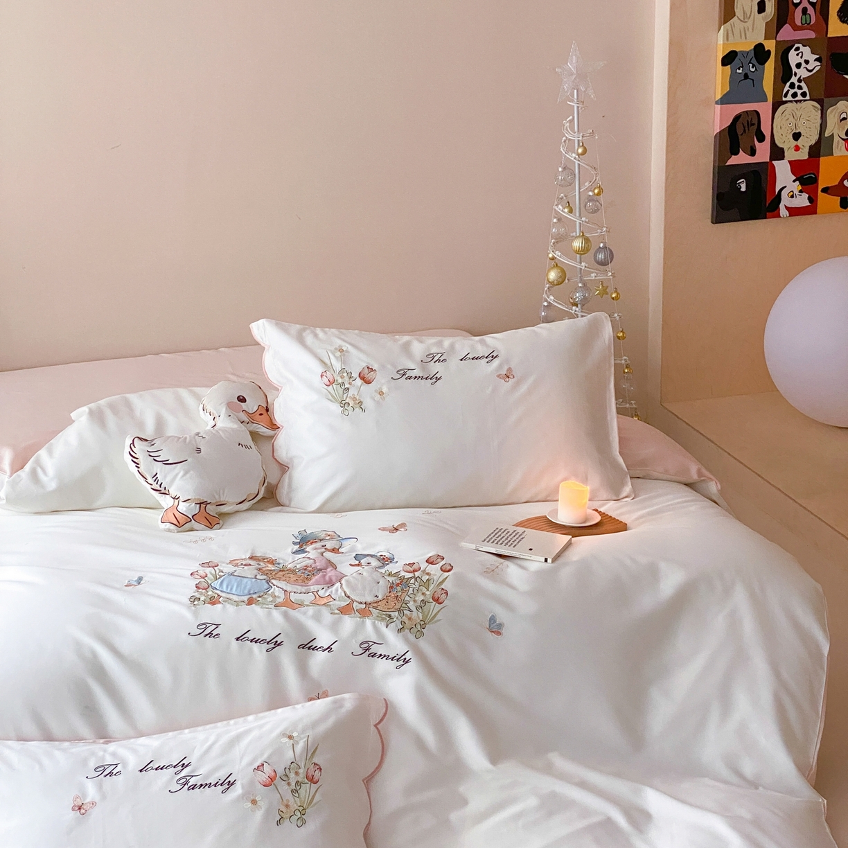 91家纺网 家纺一手货源 找家纺 星野 2026春夏新款100s双股澳棉纯棉刺绣四件套-第二波 小鸭田园