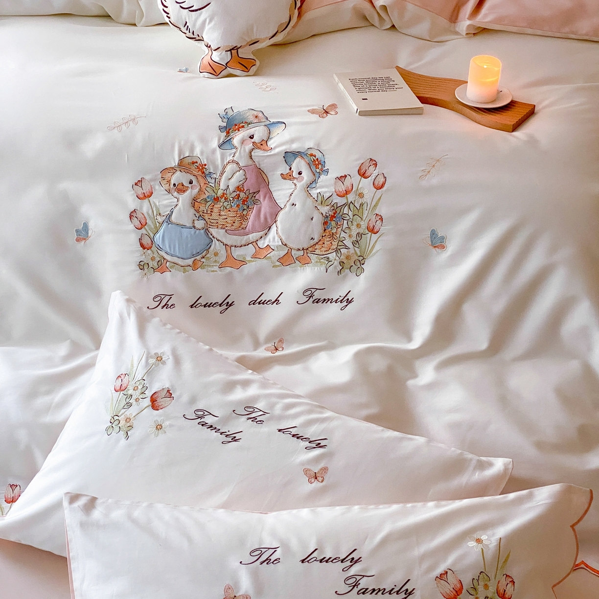 91家纺网 家纺一手货源 找家纺 星野 2026春夏新款100s双股澳棉纯棉刺绣四件套-第二波 小鸭田园