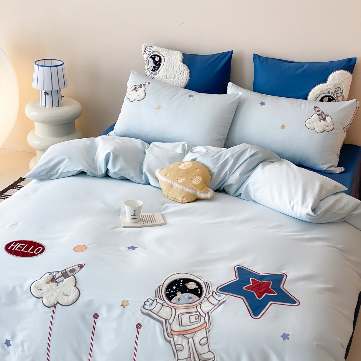 91家纺网 家纺一手货源 找家纺 星野 2026春夏新款100s双股澳棉纯棉刺绣四件套-第二波 逐梦星河