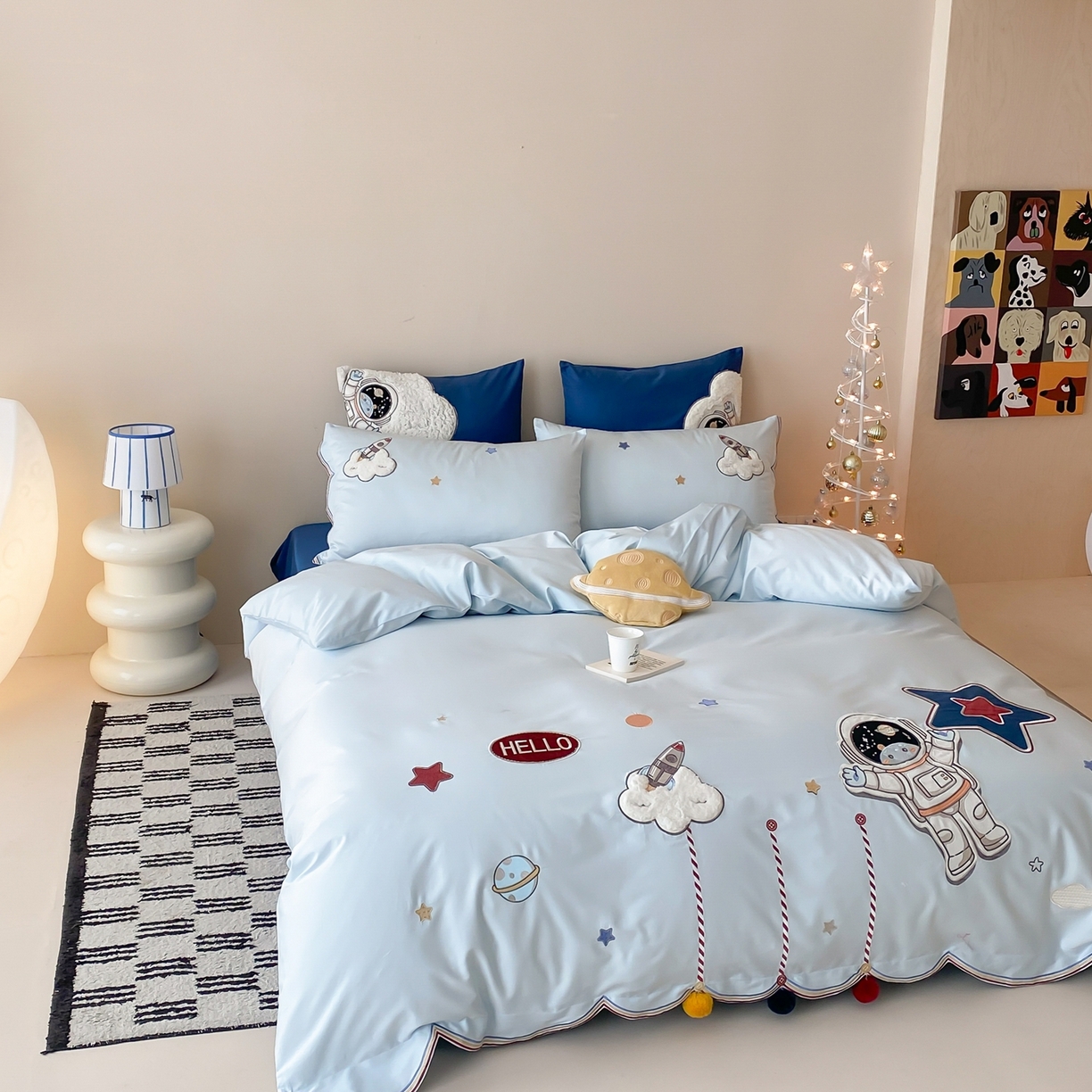 91家纺网 家纺一手货源 找家纺 星野 2026春夏新款100s双股澳棉纯棉刺绣四件套-第二波 逐梦星河