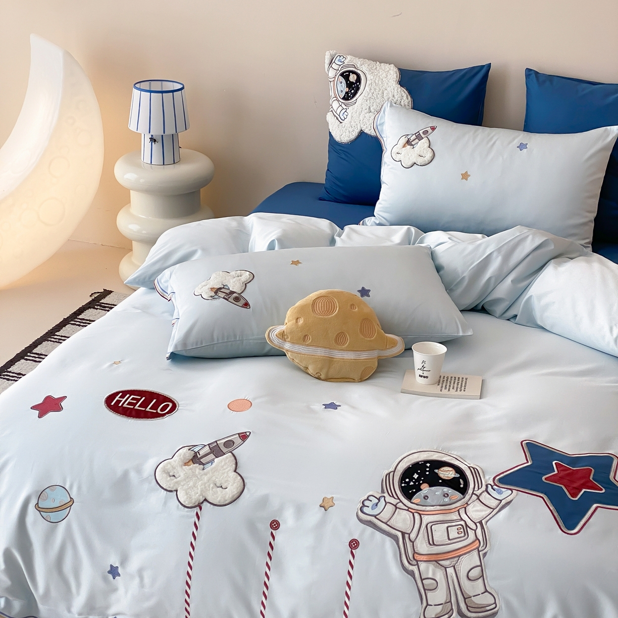 91家纺网 家纺一手货源 找家纺 星野 2026春夏新款100s双股澳棉纯棉刺绣四件套-第二波 逐梦星河