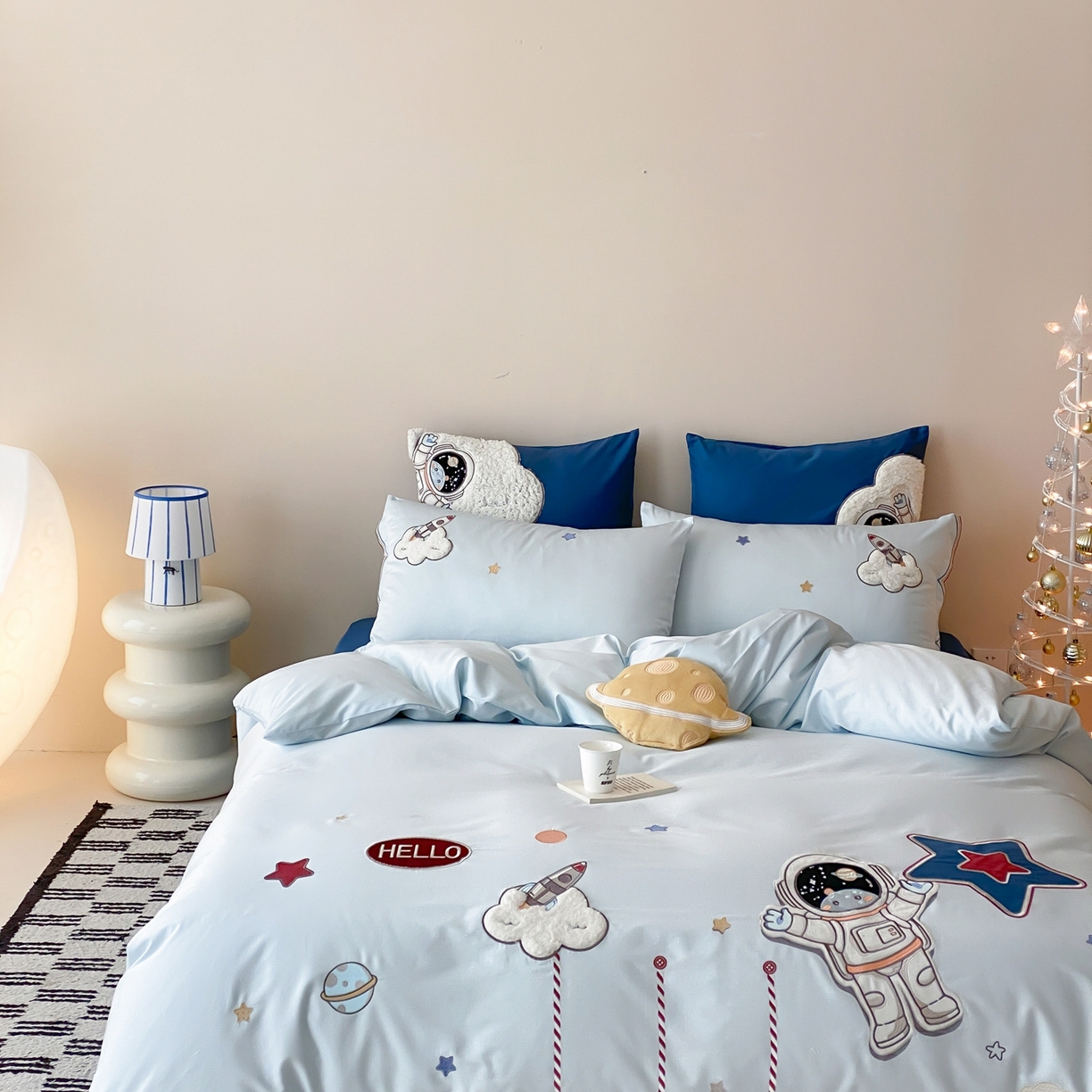 91家纺网 家纺一手货源 找家纺 星野 2026春夏新款100s双股澳棉纯棉刺绣四件套-第二波 逐梦星河