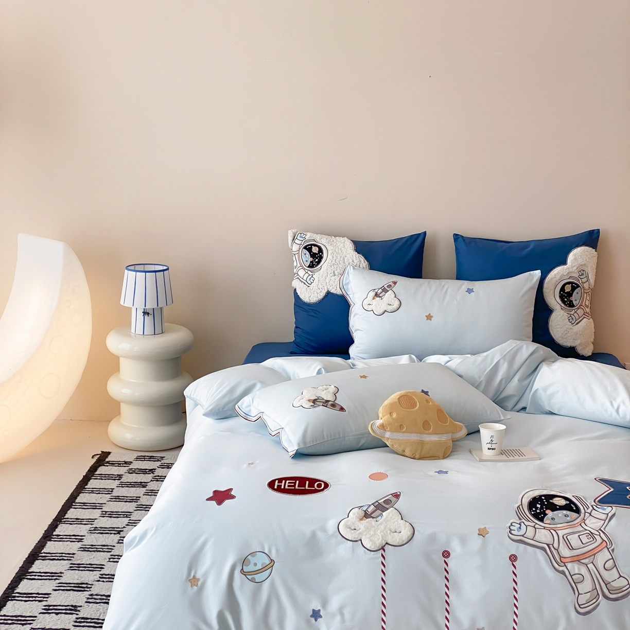 91家纺网 家纺一手货源 找家纺 星野 2026春夏新款100s双股澳棉纯棉刺绣四件套-第二波 逐梦星河