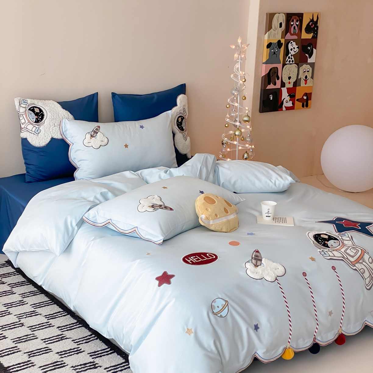 91家纺网 家纺一手货源 找家纺 星野 2026春夏新款100s双股澳棉纯棉刺绣四件套-第二波 逐梦星河