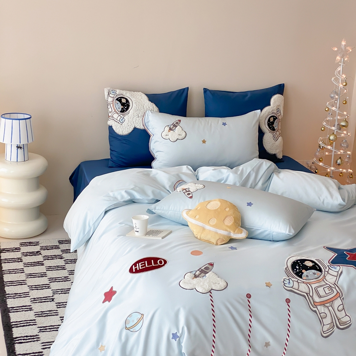 91家纺网 家纺一手货源 找家纺 星野 2026春夏新款100s双股澳棉纯棉刺绣四件套-第二波 逐梦星河