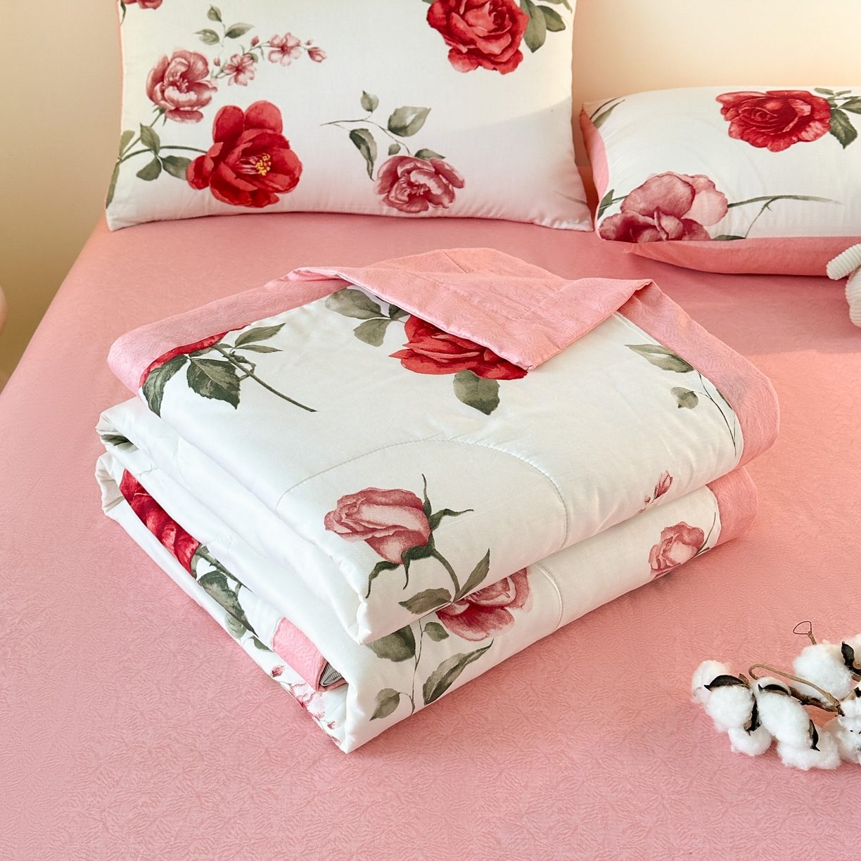 91家纺网 家纺一手货源 找家纺 首选家纺 2026春夏新款100%全棉纯棉棉花夏被夏凉被空调被 富贵花开