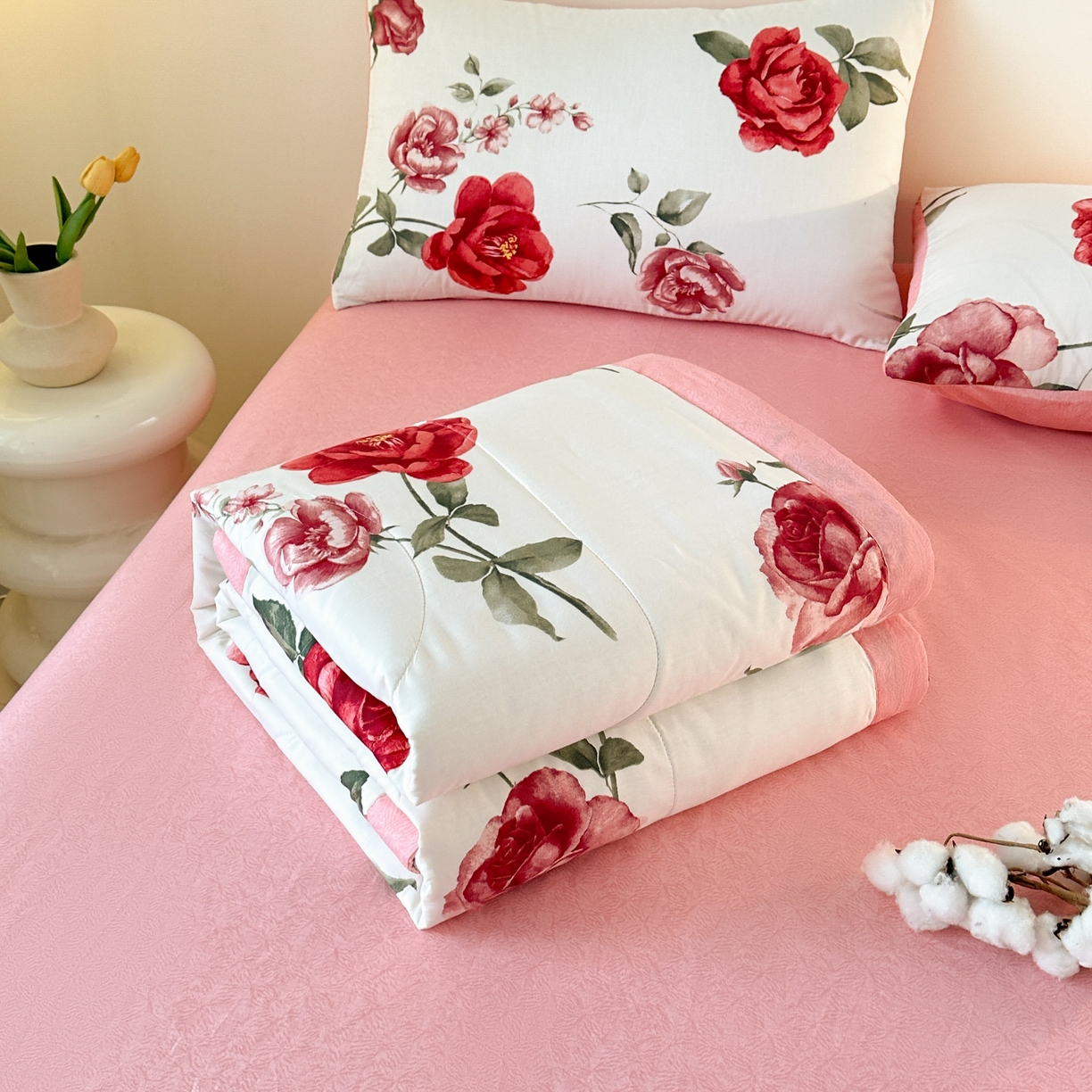 91家纺网 家纺一手货源 找家纺 首选家纺 2026春夏新款100%全棉纯棉棉花夏被夏凉被空调被 富贵花开