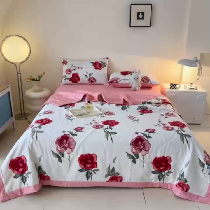 91家纺网 家纺一手货源 找家纺 首选家纺 2026春夏新款100%全棉纯棉棉花夏被夏凉被空调被 富贵花开