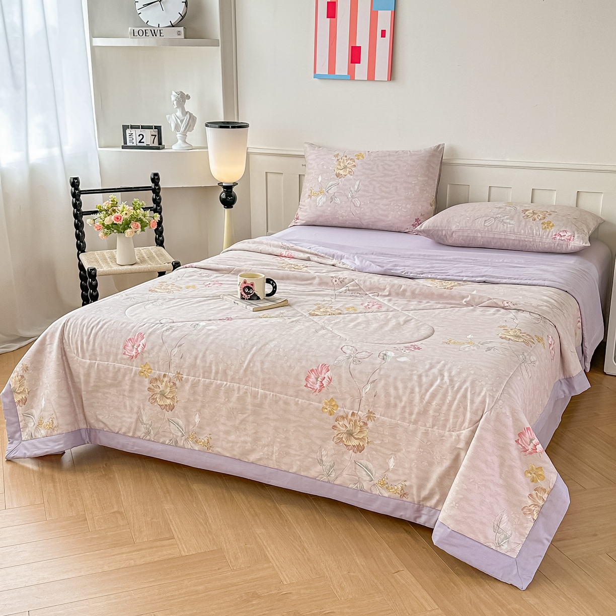 91家纺网 家纺一手货源 找家纺 首选家纺 2026春夏新款100%全棉纯棉棉花夏被夏凉被空调被 花镜园