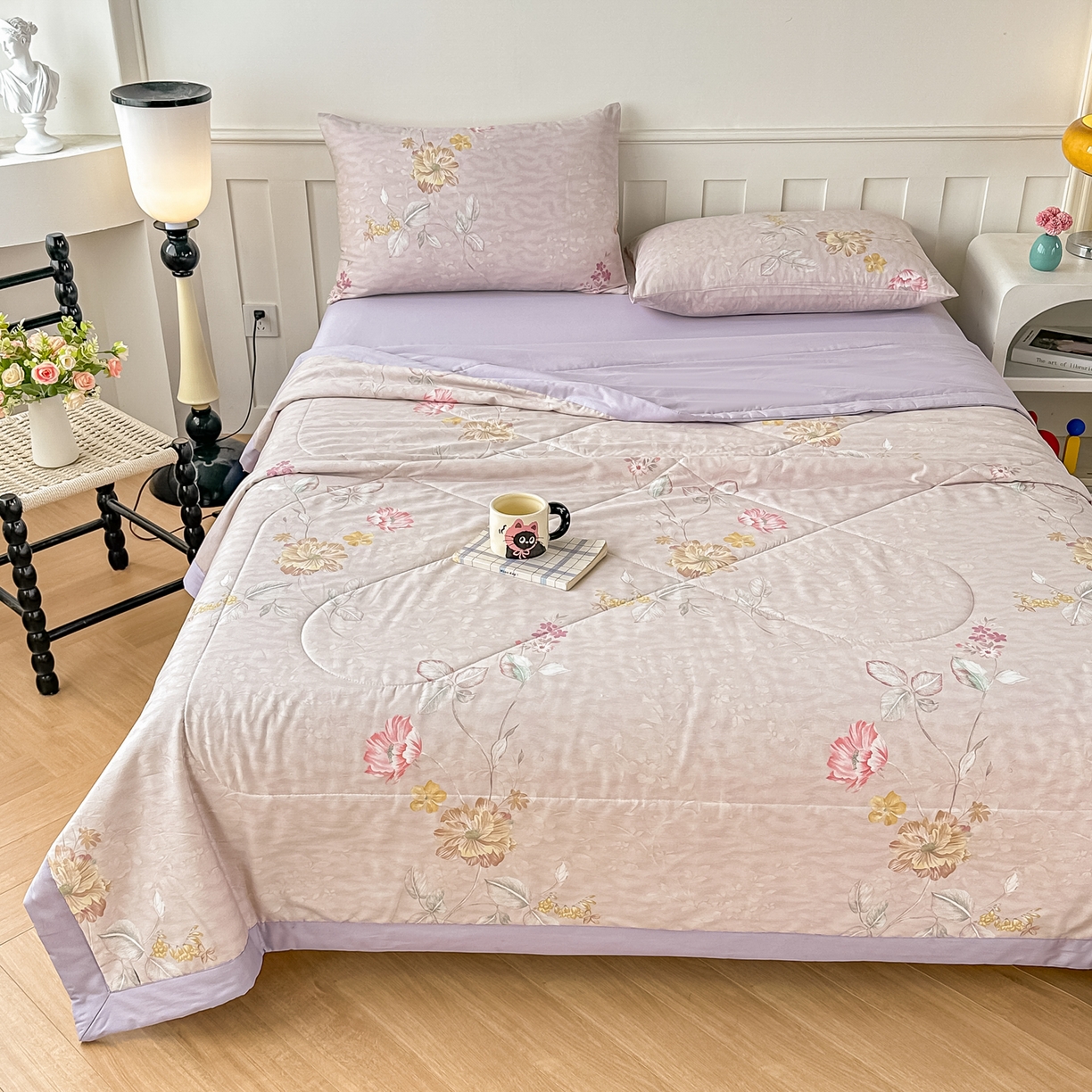 91家纺网 家纺一手货源 找家纺 首选家纺 2026春夏新款100%全棉纯棉棉花夏被夏凉被空调被 花镜园