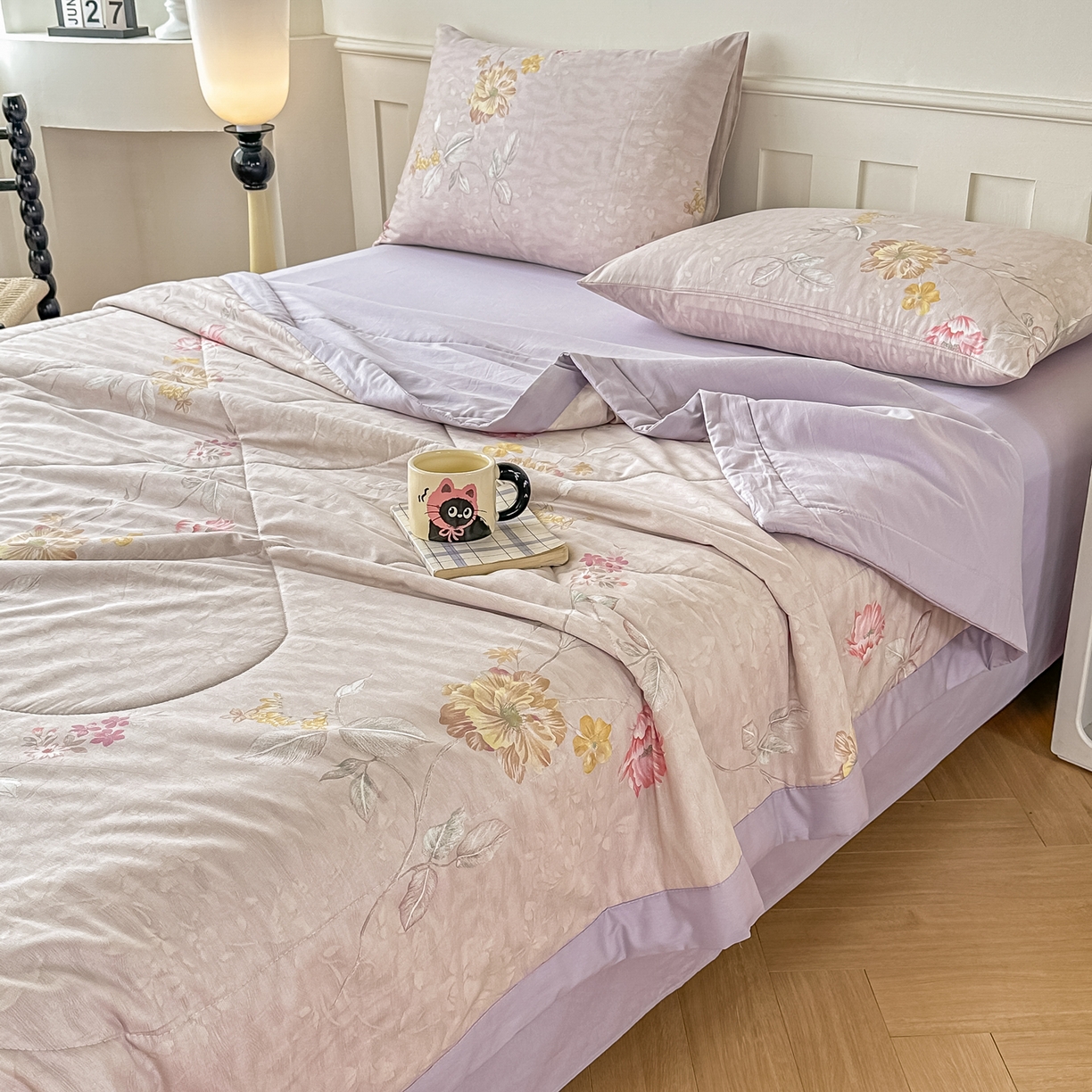 91家纺网 家纺一手货源 找家纺 首选家纺 2026春夏新款100%全棉纯棉棉花夏被夏凉被空调被 花镜园