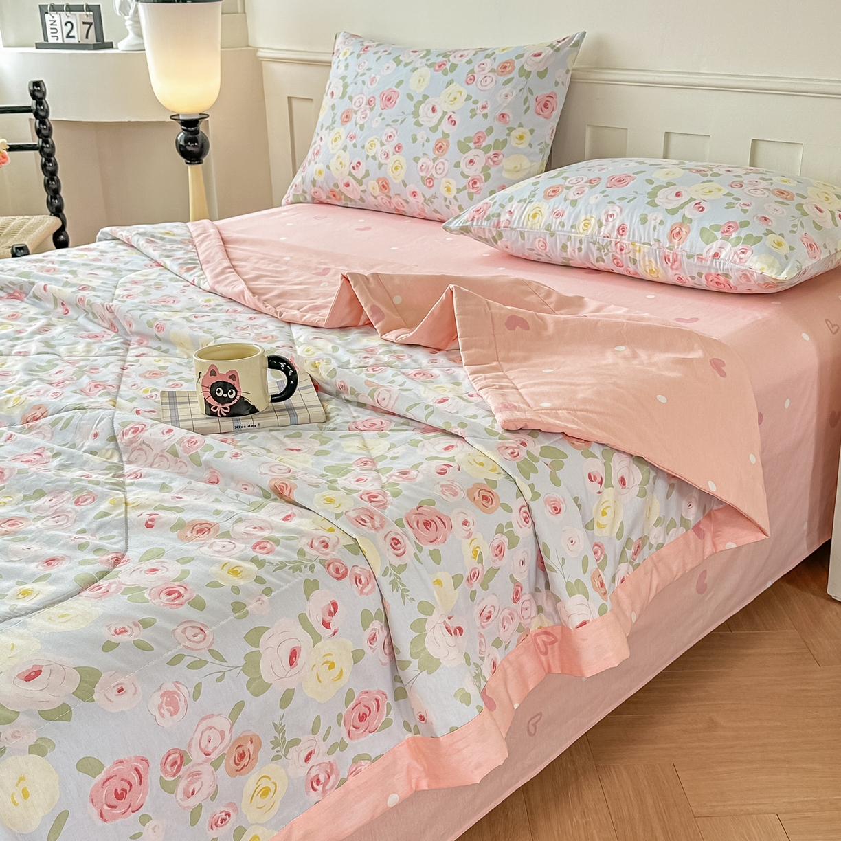 91家纺网 家纺一手货源 找家纺 首选家纺 2026春夏新款100%全棉纯棉棉花夏被夏凉被空调被 花香亭