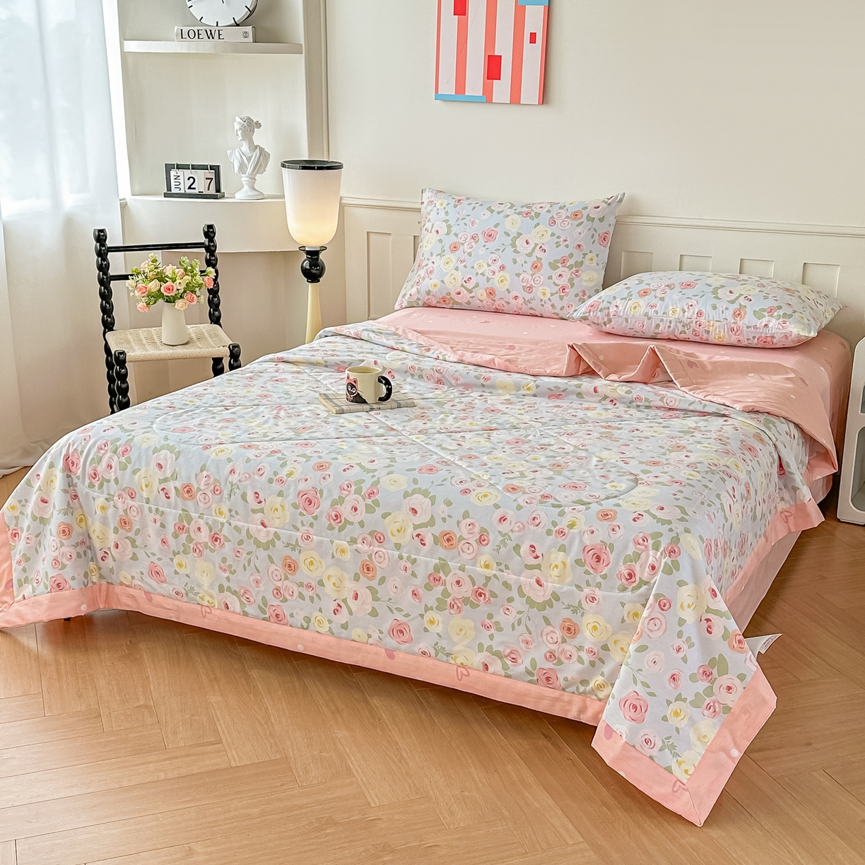 91家纺网 家纺一手货源 找家纺 首选家纺 2026春夏新款100%全棉纯棉棉花夏被夏凉被空调被 花香亭