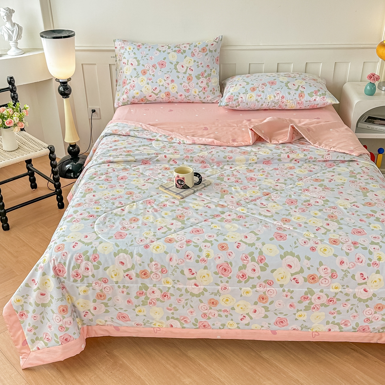 91家纺网 家纺一手货源 找家纺 首选家纺 2026春夏新款100%全棉纯棉棉花夏被夏凉被空调被 花香亭