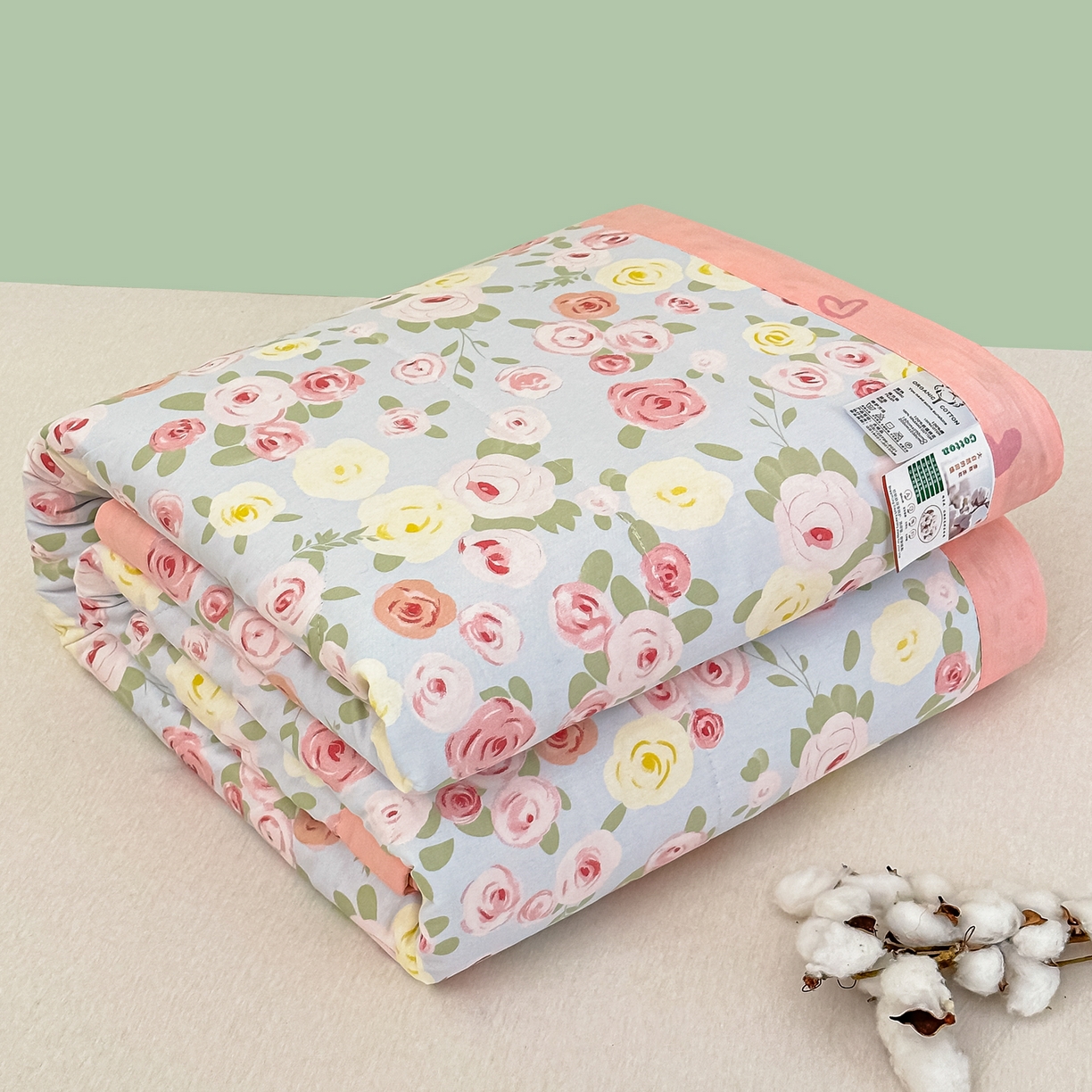 91家纺网 家纺一手货源 找家纺 首选家纺 2026春夏新款100%全棉纯棉棉花夏被夏凉被空调被 花香亭