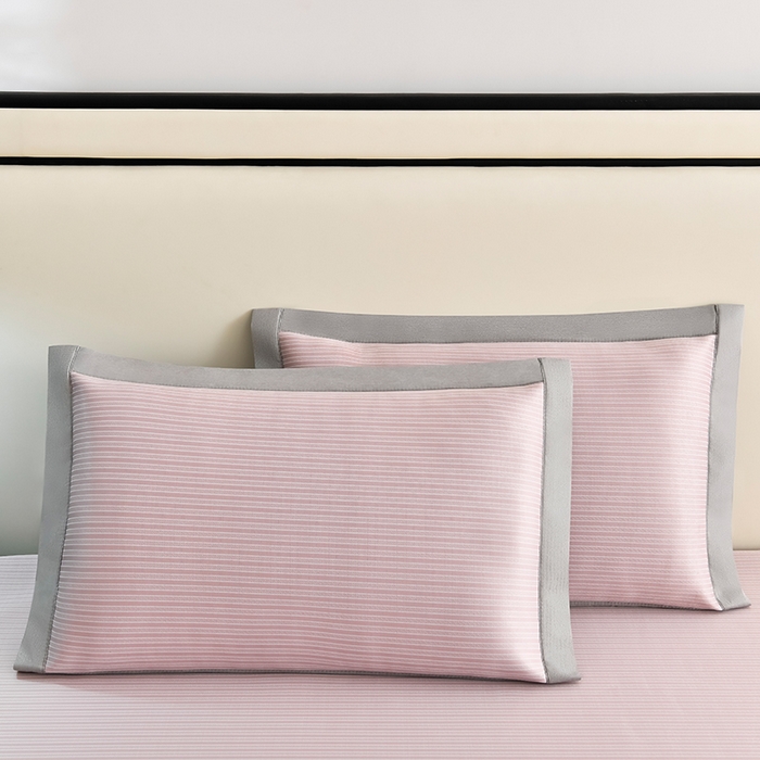 91家纺网 家纺一手货源 找家纺 小牛席业 2026新款经典条纹-绣球冰丝清凉席系列凉席藤席冰藤双面席冰丝席竹席凉席空调席草席三件套 粉色