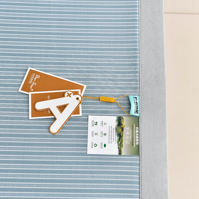 91家纺网 家纺一手货源 找家纺 小牛席业 2026新款经典条纹-绣球冰丝清凉席系列凉席藤席冰藤双面席冰丝席竹席凉席空调席草席三件套 蓝色