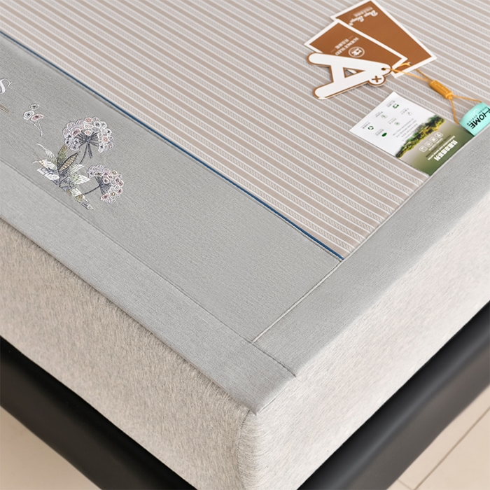 91家纺网 家纺一手货源 找家纺 小牛席业 2026新款经典条纹-绣球冰丝清凉席系列凉席藤席冰藤双面席冰丝席竹席凉席空调席草席三件套 香槟