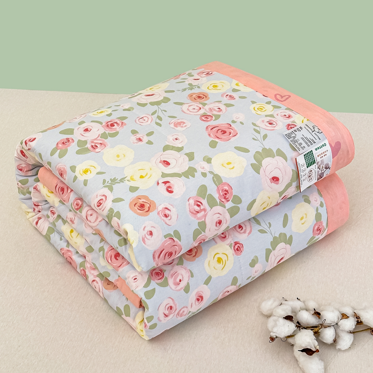 91家纺网 家纺一手货源 找家纺 首选家纺 2026春夏新款100%全棉纯棉棉花夏被夏凉被空调被 花香亭