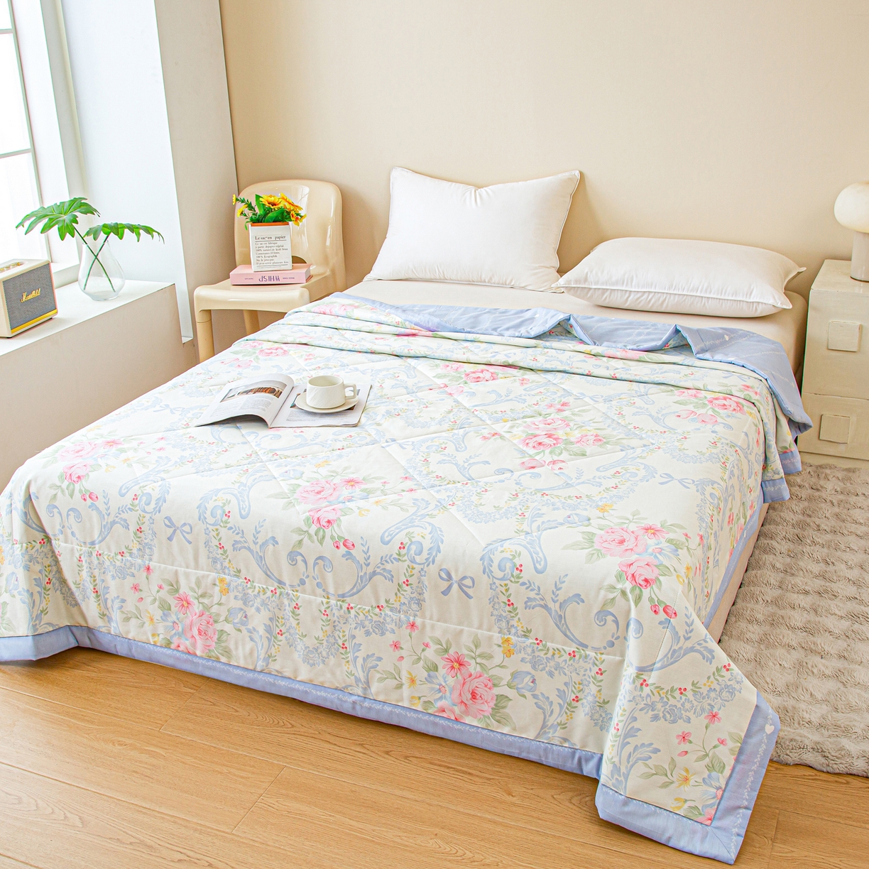 91家纺网 家纺一手货源 找家纺 美之润2026新款A类全棉印花夏被空调被夏凉被 博雅花苑