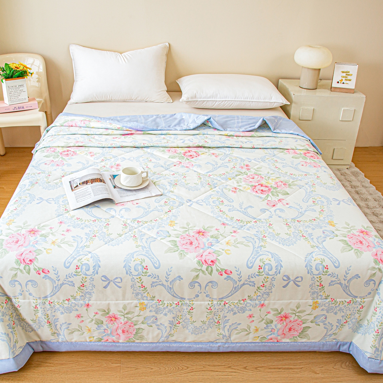 91家纺网 家纺一手货源 找家纺 美之润2026新款A类全棉印花夏被空调被夏凉被 博雅花苑