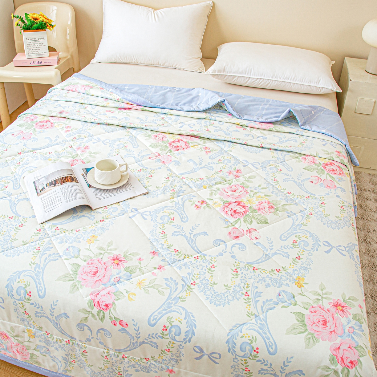 91家纺网 家纺一手货源 找家纺 美之润2026新款A类全棉印花夏被空调被夏凉被 博雅花苑