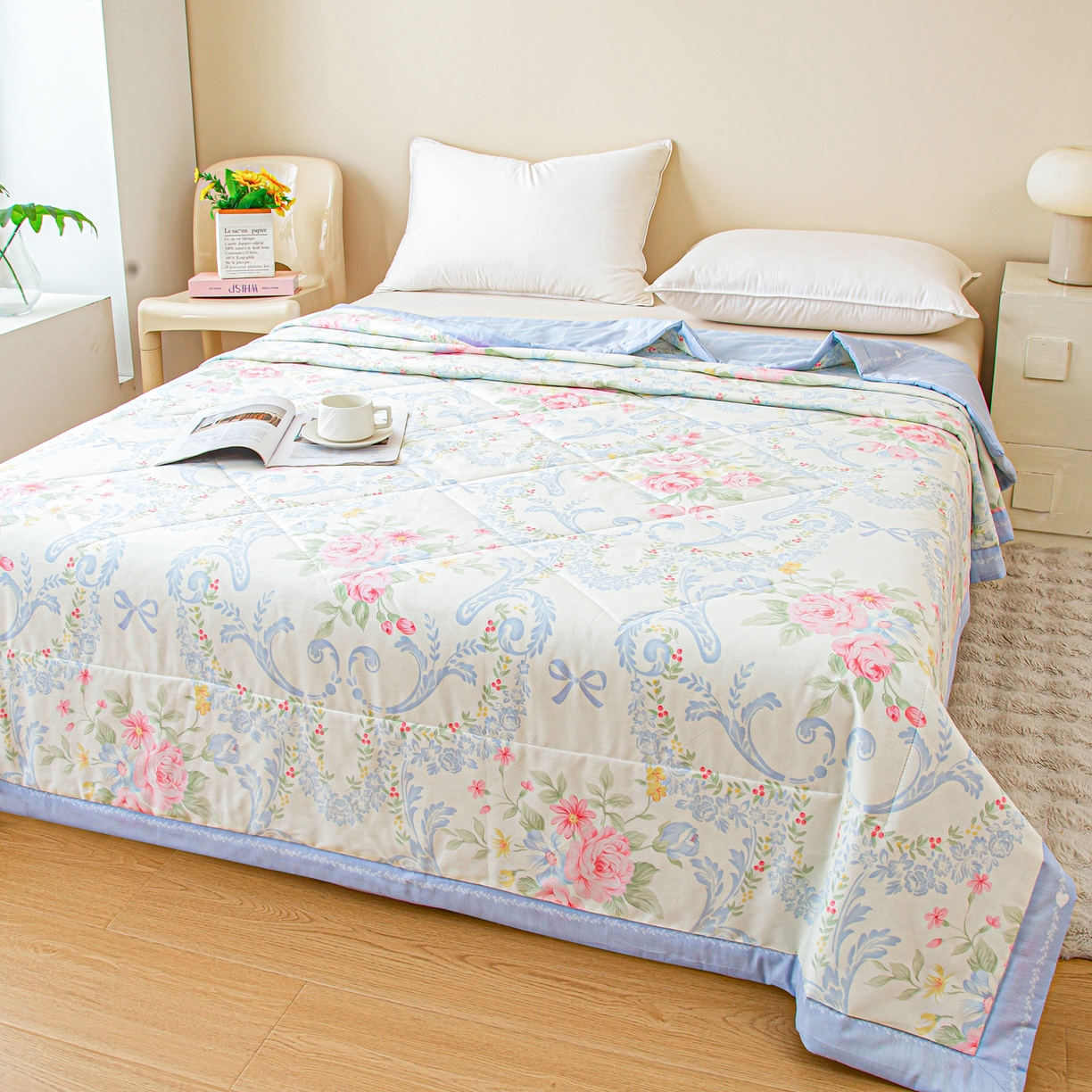 91家纺网 家纺一手货源 找家纺 美之润2026新款A类全棉印花夏被空调被夏凉被 博雅花苑