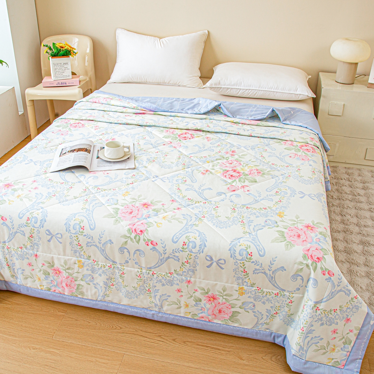 91家纺网 家纺一手货源 找家纺 美之润2026新款A类全棉印花夏被空调被夏凉被 博雅花苑