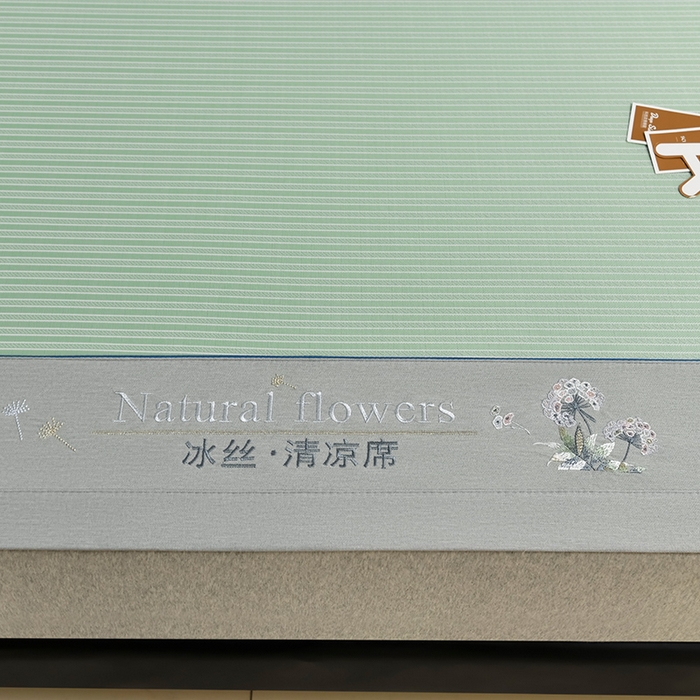 91家纺网 家纺一手货源 找家纺 小牛席业 2026新款经典条纹-绣球冰丝清凉席系列凉席藤席冰藤双面席冰丝席竹席凉席空调席草席三件套 绿色