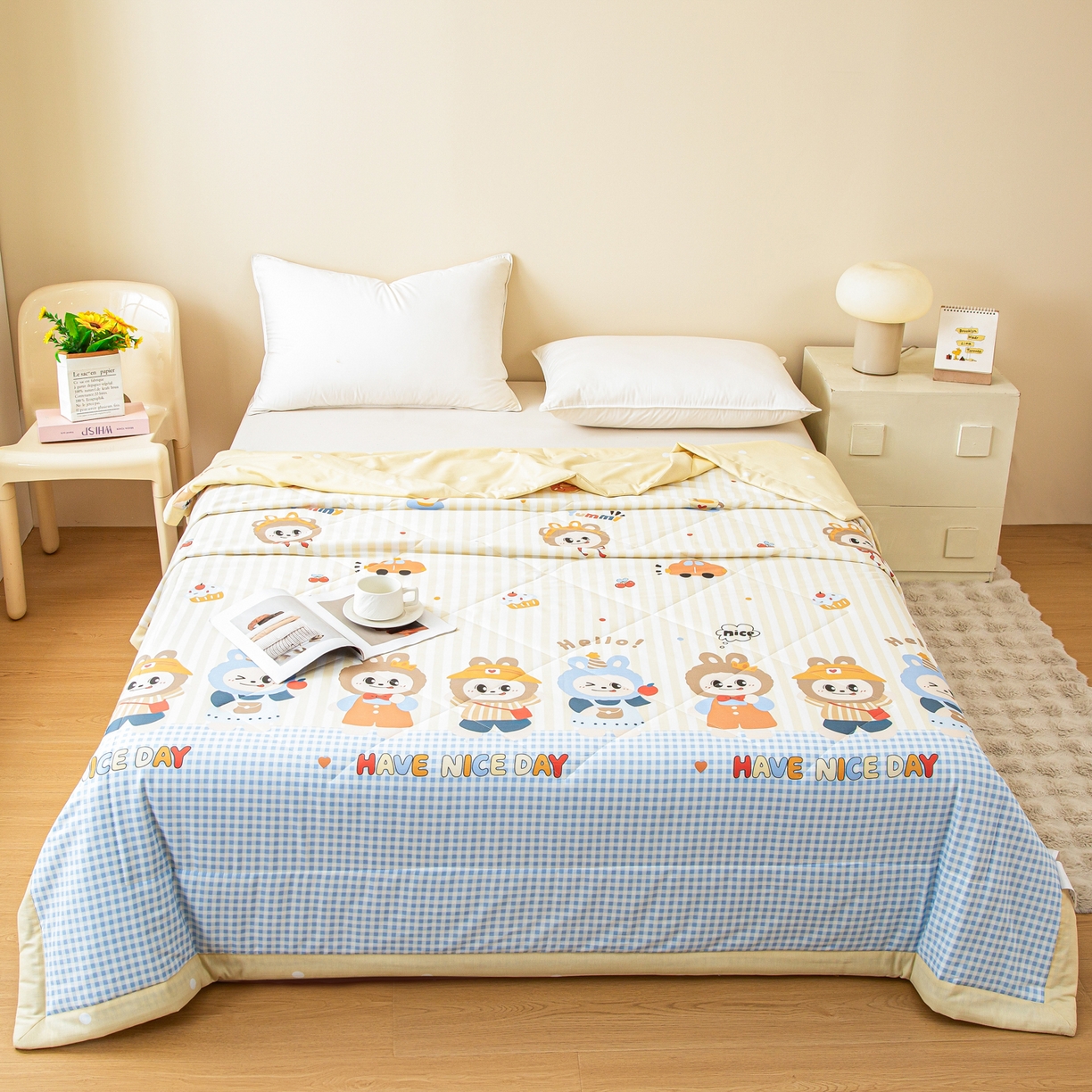 91家纺网 家纺一手货源 找家纺 美之润2026新款A类全棉印花夏被空调被夏凉被 潮流玩伴