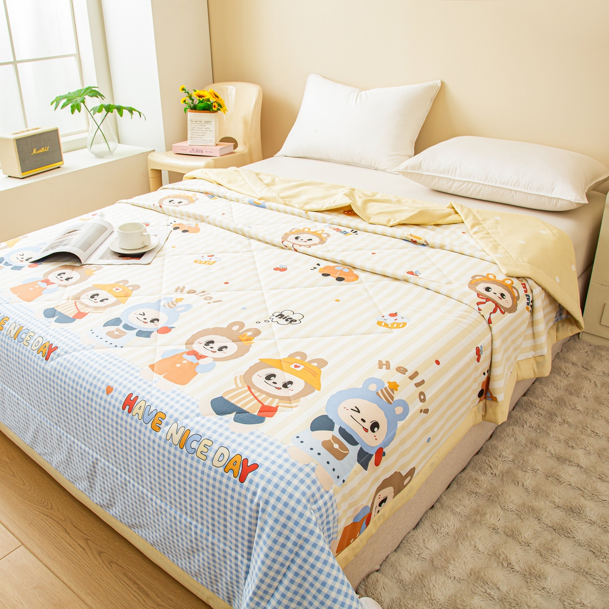 91家纺网 家纺一手货源 找家纺 美之润2026新款A类全棉印花夏被空调被夏凉被 潮流玩伴