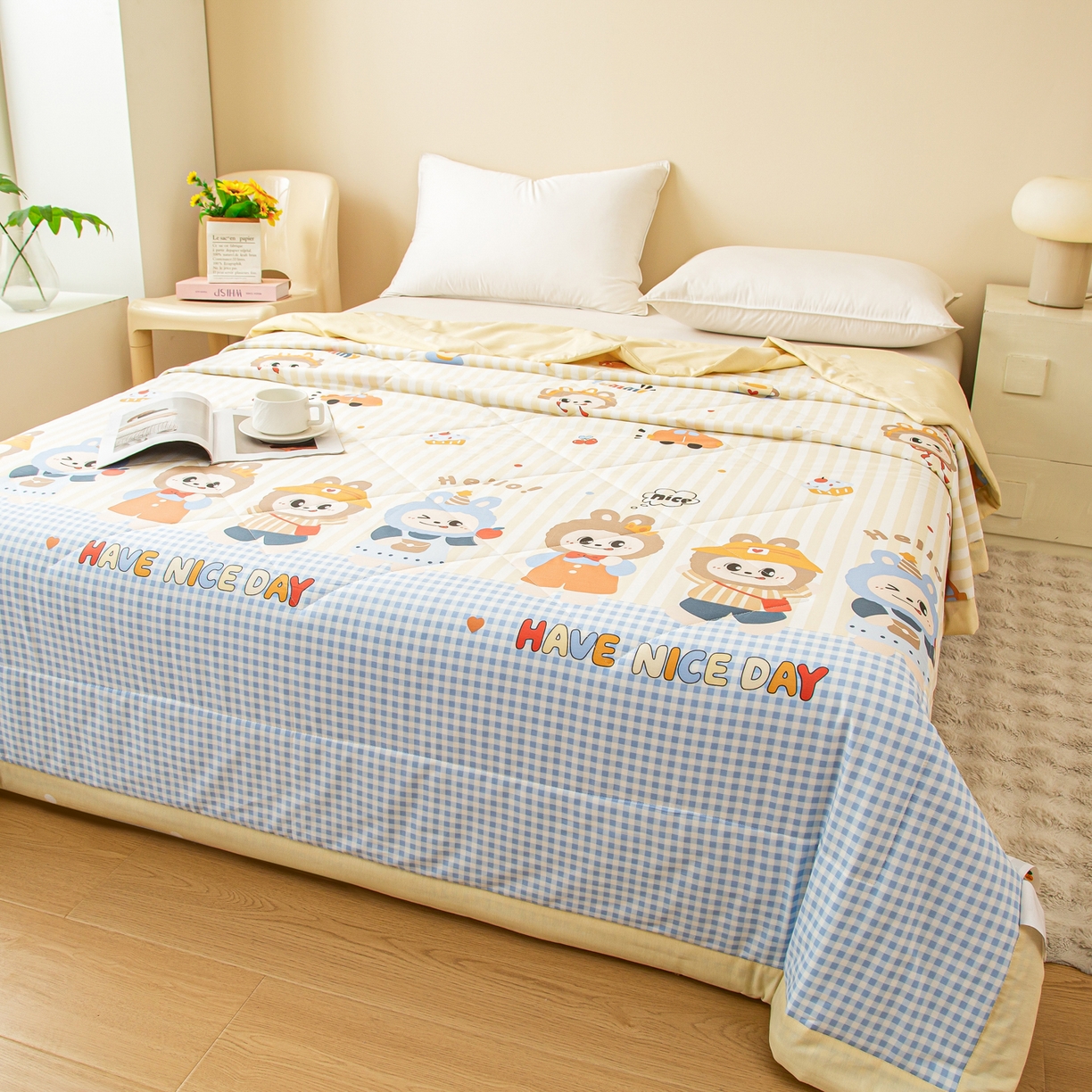 91家纺网 家纺一手货源 找家纺 美之润2026新款A类全棉印花夏被空调被夏凉被 潮流玩伴