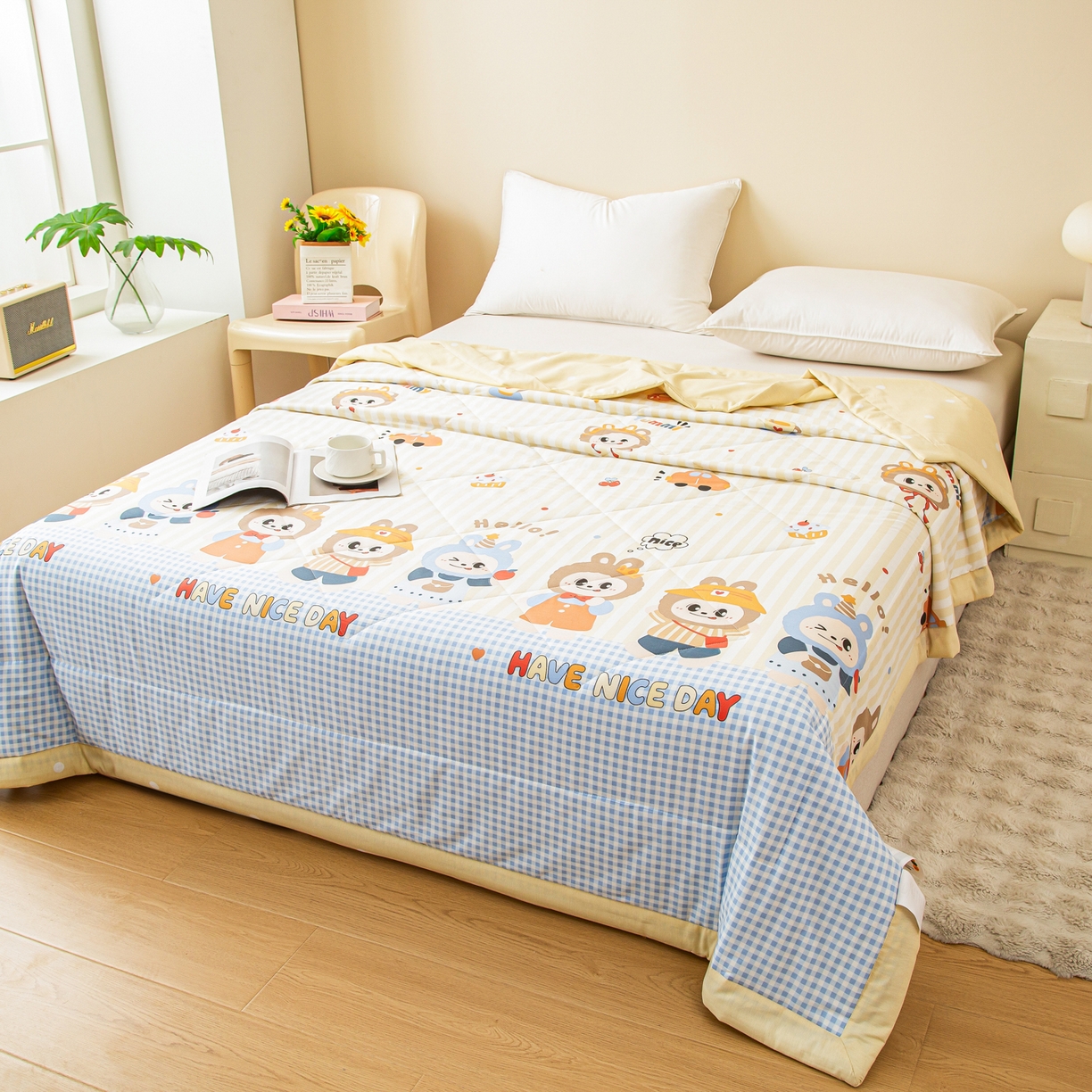 91家纺网 家纺一手货源 找家纺 美之润2026新款A类全棉印花夏被空调被夏凉被 潮流玩伴