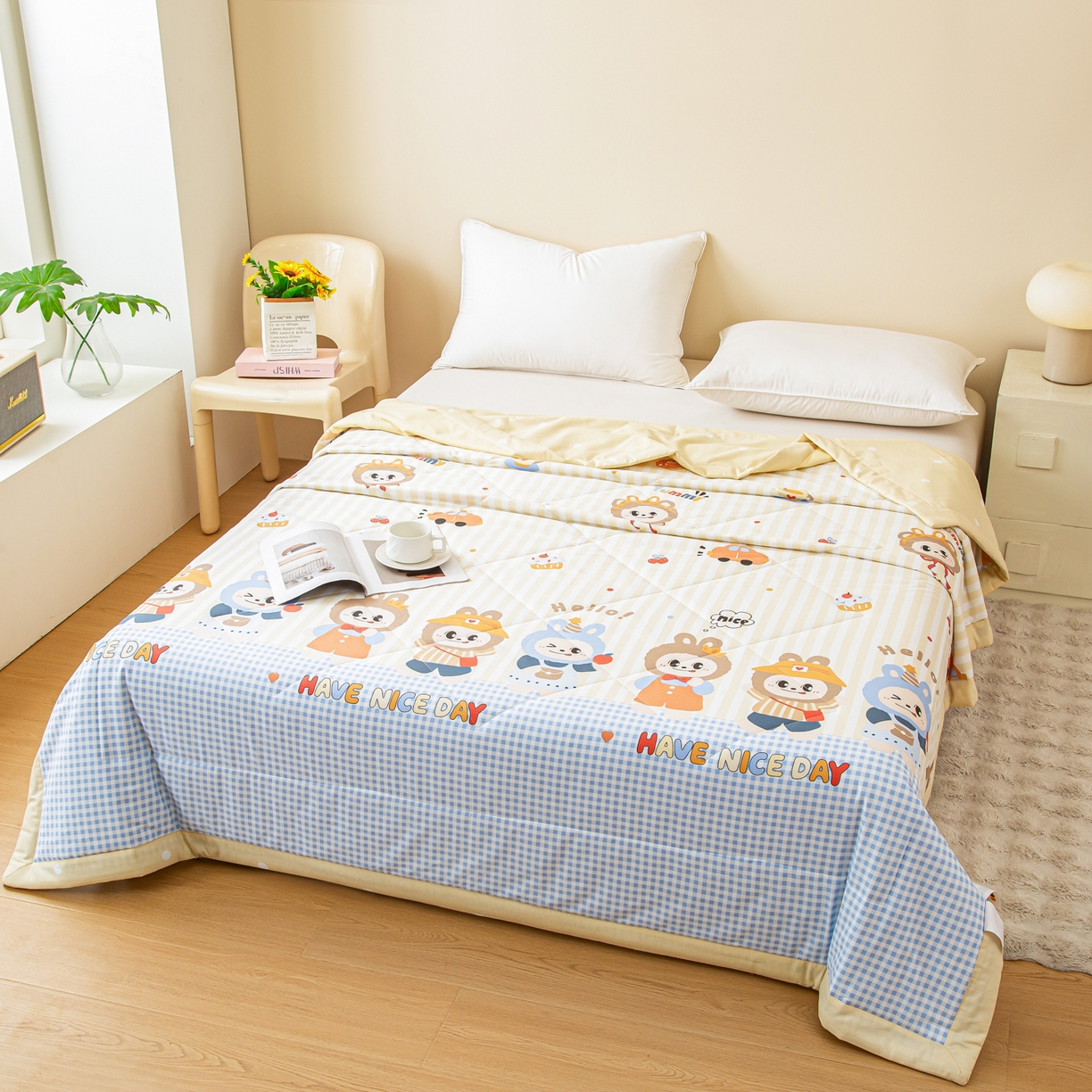 91家纺网 家纺一手货源 找家纺 美之润2026新款A类全棉印花夏被空调被夏凉被 潮流玩伴