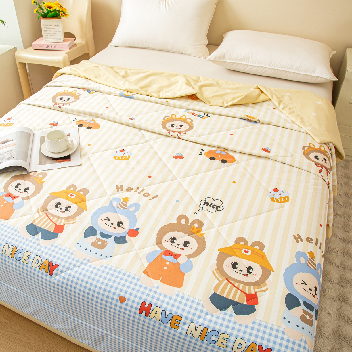 91家纺网 家纺一手货源 找家纺 美之润2026新款A类全棉印花夏被空调被夏凉被 潮流玩伴