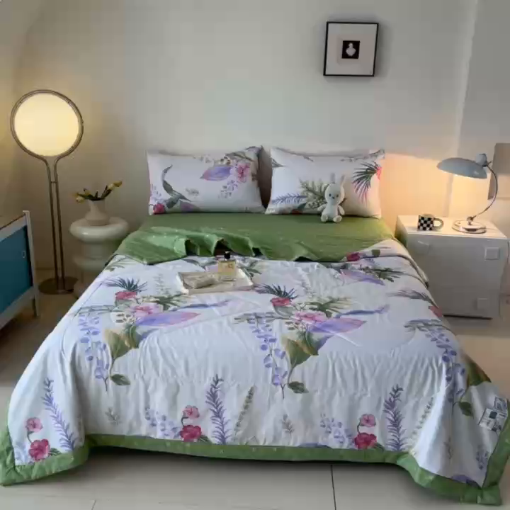 91家纺网 家纺一手货源 找家纺 首选家纺 2026春夏新款100%全棉纯棉棉花夏被夏凉被空调被 花韵