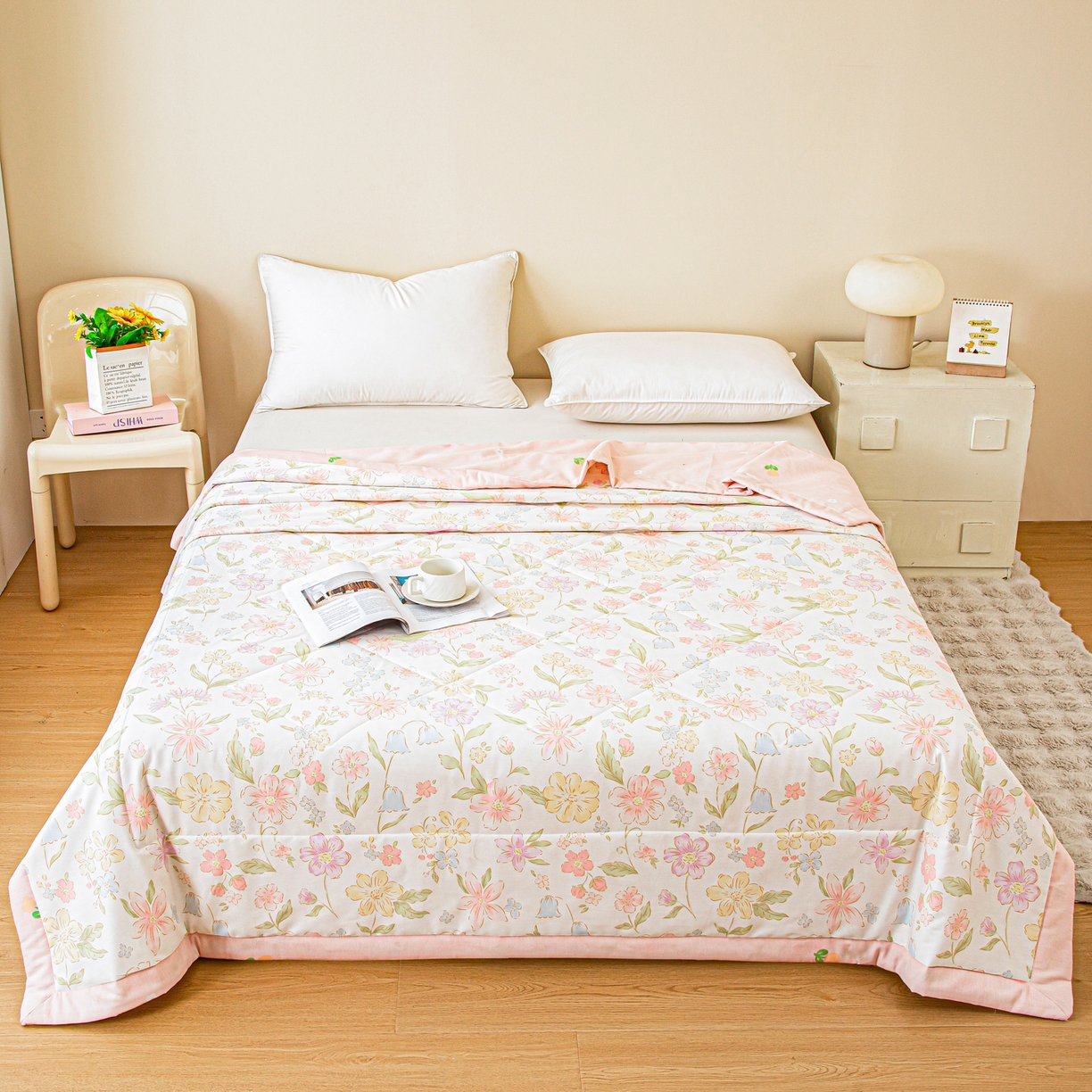 91家纺网 家纺一手货源 找家纺 美之润2026新款A类全棉印花夏被空调被夏凉被 初棉花语